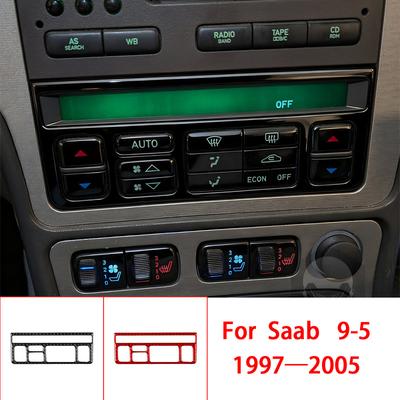 Подходит для Saab 9-5 1997—2005 Автомобильные аксессуары для интерьера Панель переключателей кондиционера AC на консоли Накладка-стикер из углеродного волокна