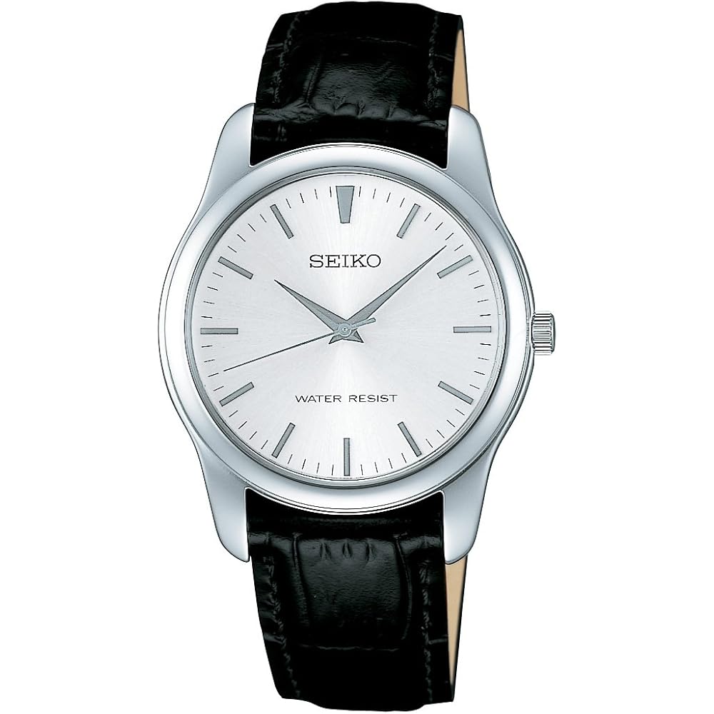 Мужские/Унисекс кварцевые часы Seiko Selection SCXP031, корпус 35 мм, серебристый циферблат, кожаный ремешок, нержавеющая сталь