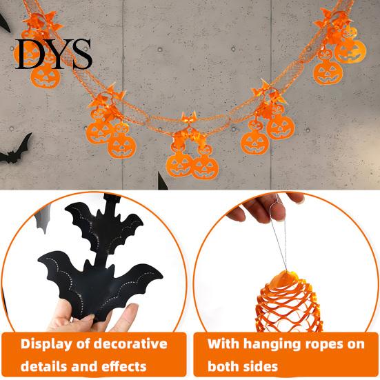Halloween Party Decorations 10 FT Garland, Spooky Spider Bat Pumpkin Hanging Bunting Classic Holiday Celebration Ornaments Banner Decoration