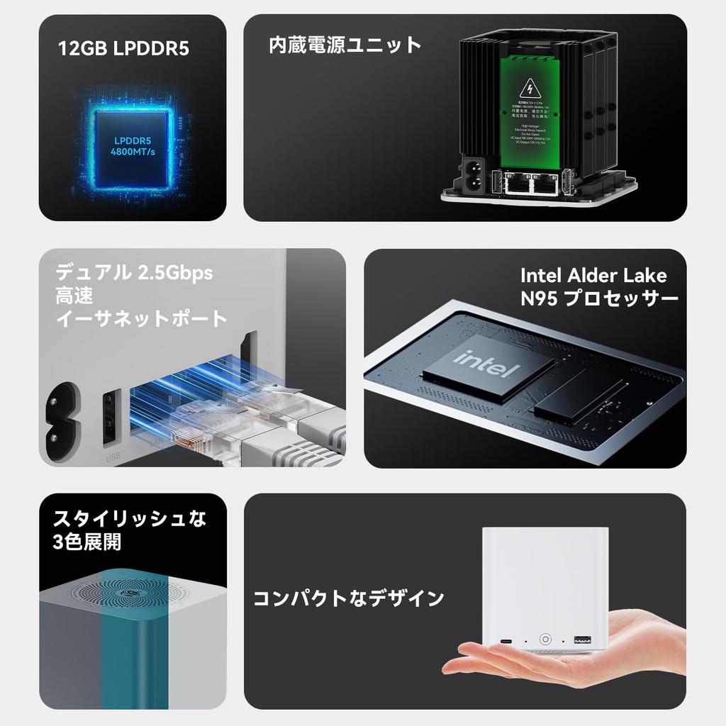 Beelink ME Mini Intel N95 12G 1TB 6 x NVMe Двухдиапазонный WiFi Bluetooth Мини-настольный ПК с подключенным хранилищем, NAS, LPDDR5, M.2 SSD, Слоты M.2, 2,5 ГГц LAN, 6, 5.2,