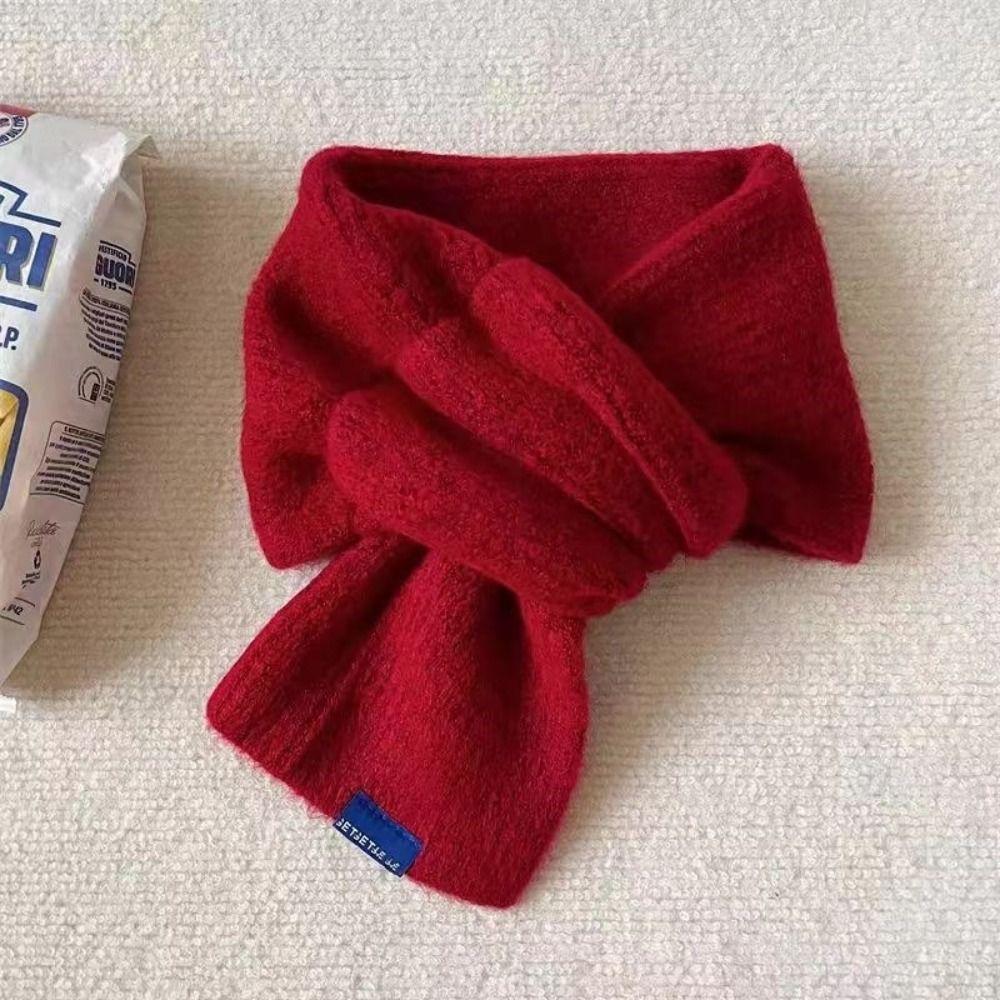 Solid Color Cross Scarf Thicken Short Neckerchief Neckerchief Wrap Knit Scarf Women