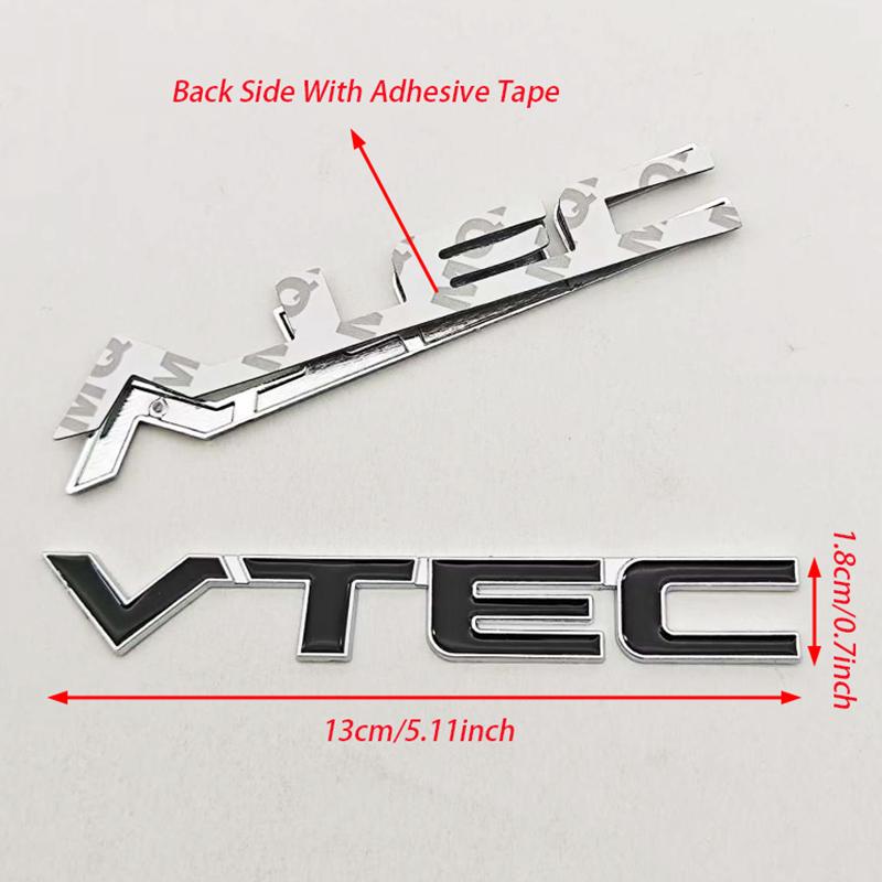 3D Metal Car Styling Logo VTEC Badge Front Grille Emblem Rear Trunk Sticker For Honda Civic Type R S SI Accord Fit CRV SUV
