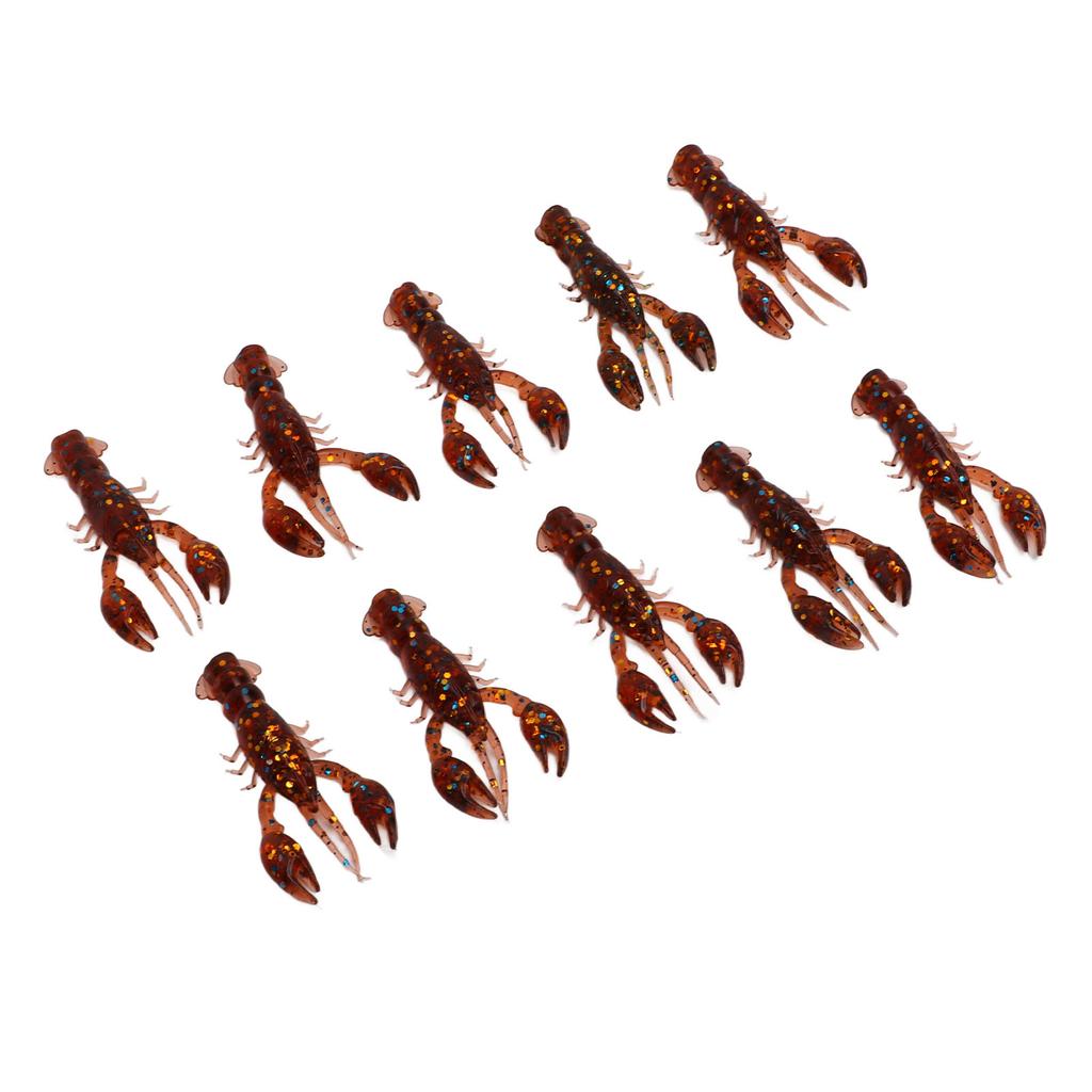 10pcs Soft Fishing Lure Crawdad Bait PVC Shrimp Artificial Soft Lure Baits for Bass FishingDark