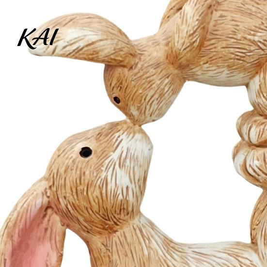 Bunny Figurines for Home Decor Kissing Figurine, Resin Statue And Garden Decor, Outdoor Romantic Rabbit Sculpture Living Room Desk or