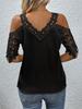 2024 Летняя Сексуальная Блузка Однотонная с Кружевной Отделкой для Женщин