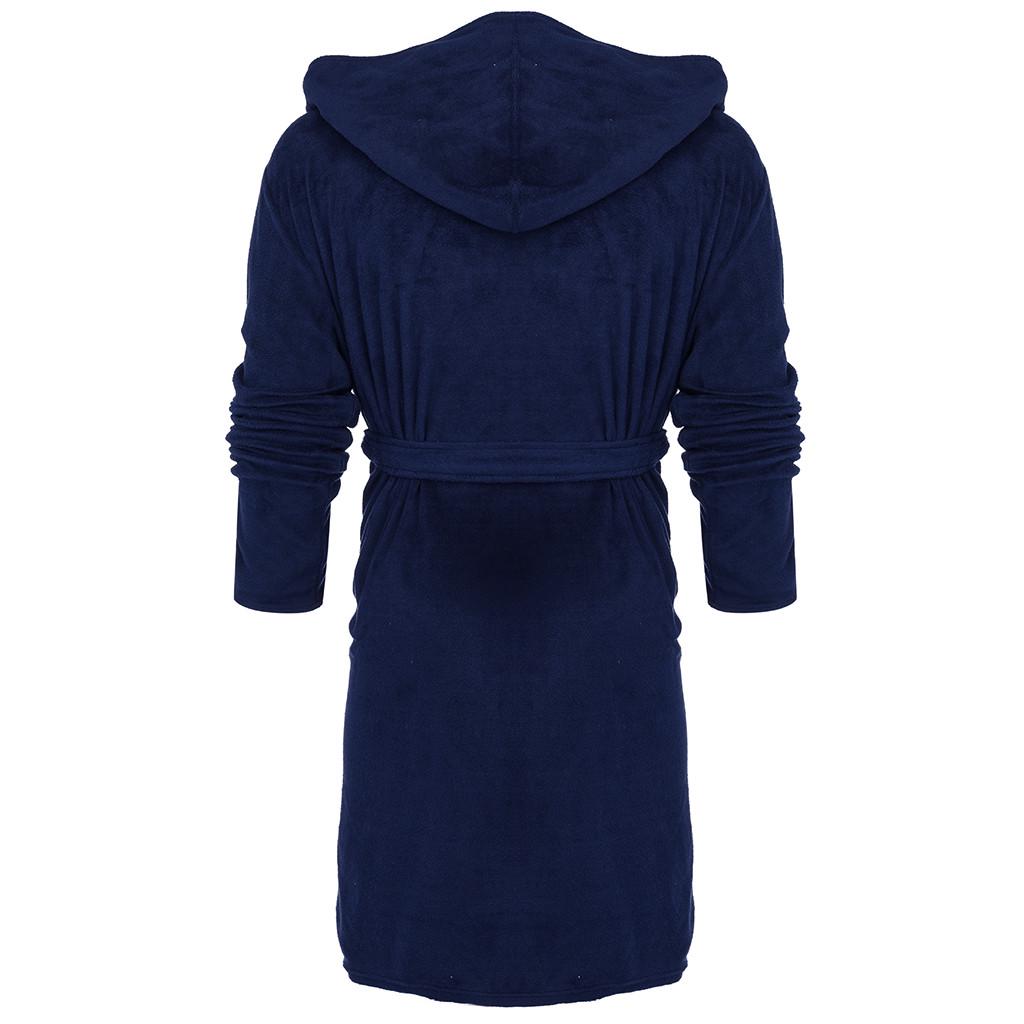 Men's Winter Plush Lengthened Shawl Bathrobe Home Clothes Long Sleeved Robe Coat