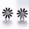 Temperament Women's Silver-plated Ear Jewelry, Korean Version of Retro Black Chrysanthemum Stud Earrings, Women's Models