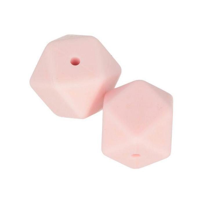 2 Hexagonal Silicone Beads - 17 Mm - Powder Pink