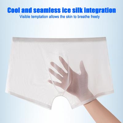 Трусы-боксеры средней посадки, ультратонкие, бесшовные, из прозрачной сетчатой пряжи, шорты-брифы однотонные, дышащие, легкие, мягкие боксеры