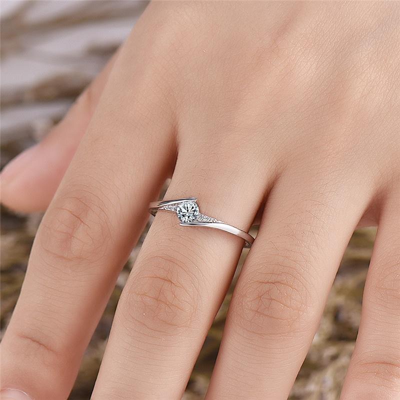Изысканное и простое женское кольцо с ослепительными кристаллами и двумя головками, наполненное слиянием, свадебные ювелирные украшения