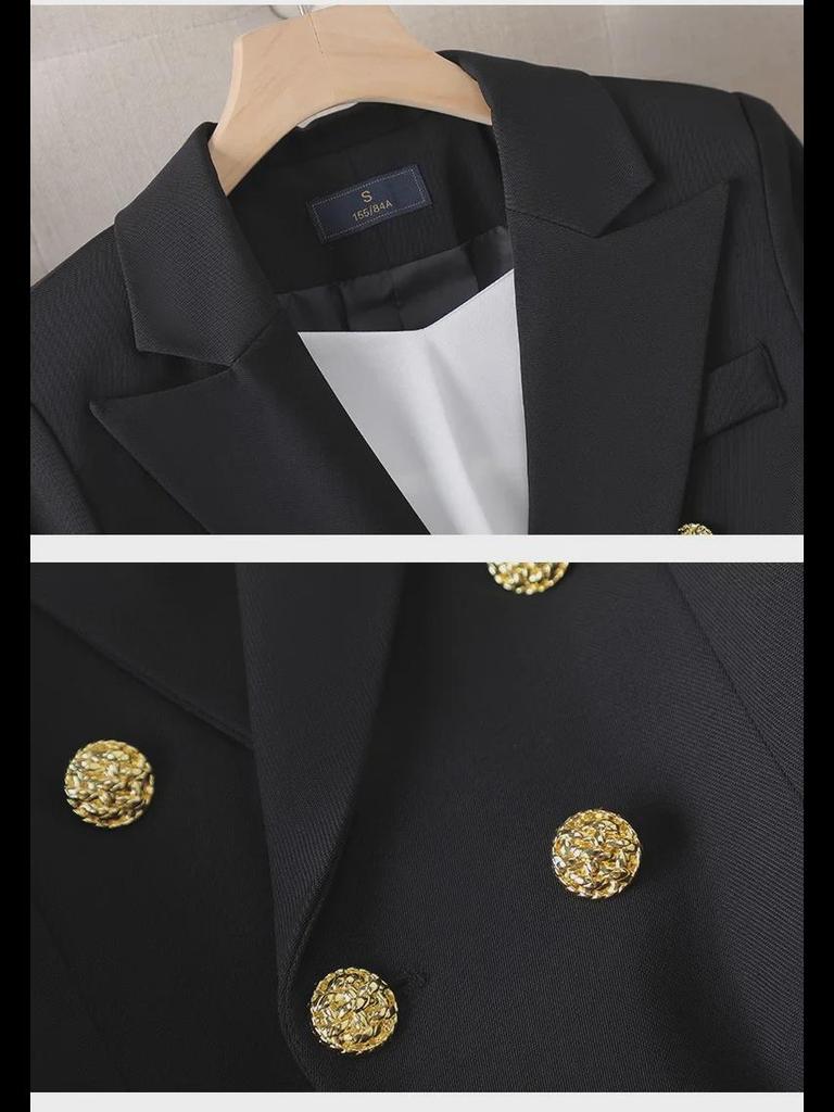 European & American Fashion Slim Suit Jacket with Metal Lion Head Buckle