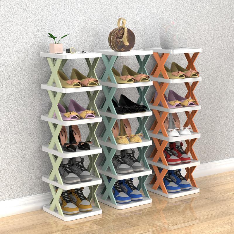 Multi-layer Space Saving Folding Shoe Rack Simple Plastic Shoe Rack Home Living Room Dormitory Bedroom Storage Shoes