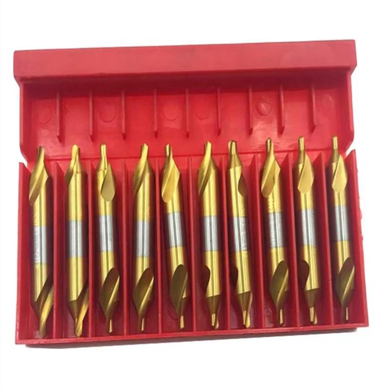 60° Type A Center Drill 0.4-10mm W6542 HSS Titanium Plated, For Metal Processing Chamfering Positioning CNC Lathe Drill Bits