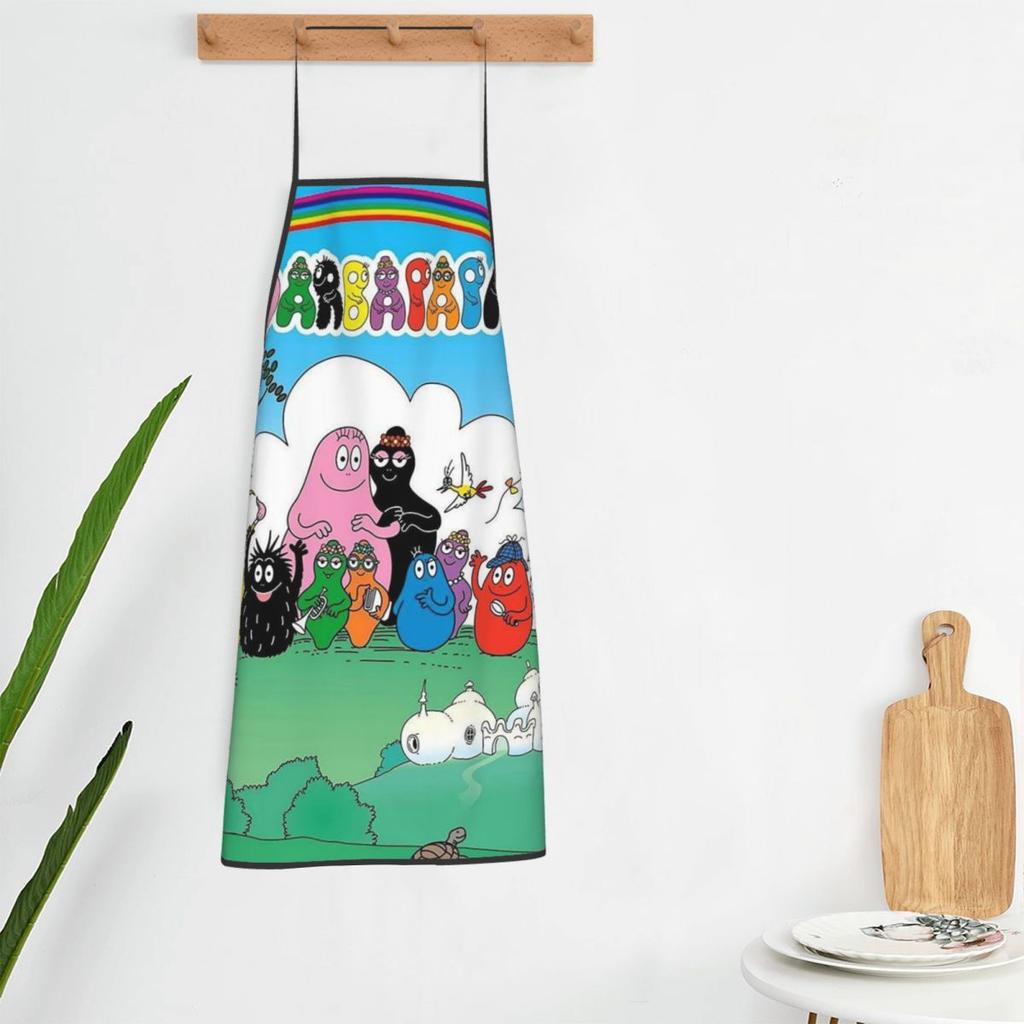 DE Kleine Dikke Barbapapa Cartoon TV Show Aprons Chef Cooking Cuisine Tablier Bib Kitchen Cleaning Pinafore for Unisex Painting