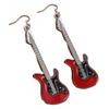 Obega Guitar Drop Earrings For Women Copper Color Black Red White Epoxy Vintage Girls Cute Jewelry Gift Fishhook Style
