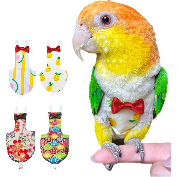 UKJENT Bird Diaper Protective Parrot Nappy - 2 Pack, Reble Flight Suit with Waterproof Inner Layer, Washable Cute Urine Wet Suit for Cockatiel Monk