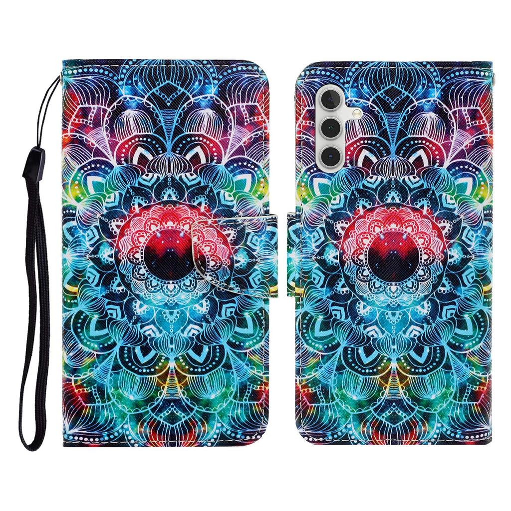 For Samsung Galaxy A17 5G Case Pattern Printing Protective Leather Folio Phone Cover with Wrist Strap