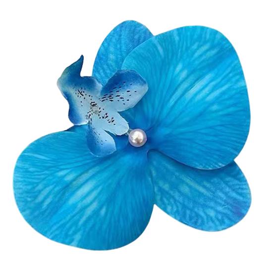 Заколка для волос с цветком фаленопсиса, заколка для волос с цветочным дизайном из искусственного шелка, заколка для волос на затылке, легкий стильный аксессуар