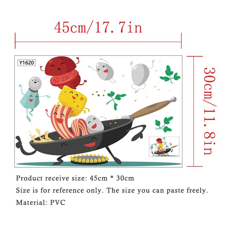 Мультфильм Happy Pan кухонная наклейка на стену для кухни, украшение для холодильника, шкафа, художественные наклейки, съемные наклейки для дома, настенные обои
