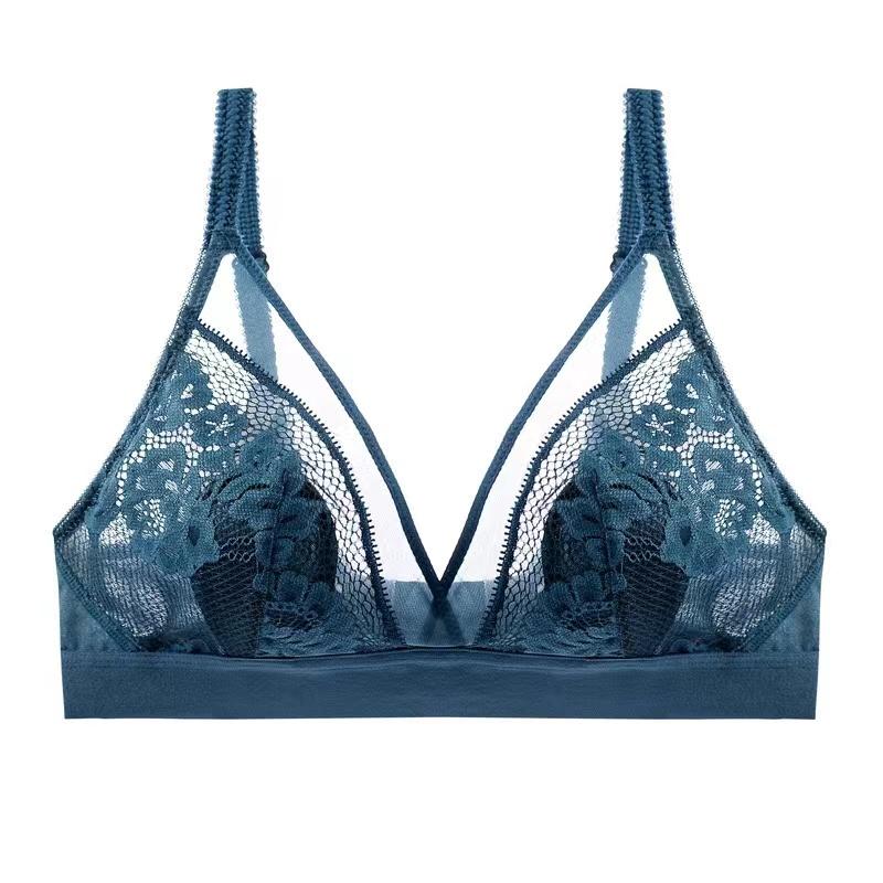 Sexy Wireless Bras for Women Ultra Thin Lace Bralette Deep V Plunge Bra