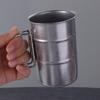 Складная ручка Нержавеющая сталь Туристическая кружка Форма бочки для масла Термозащита Винтажные стаканы для воды Термостойкая Удобная ручка
