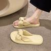 Fashion Women's Slippers 2024 Beige Sandals with Bow Soft Summer Thick Outer Thick Sole Unique Trend