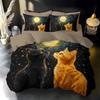 2/3 Pieces of Moonlight Cat Duvet Cover Set Pattern 3D Super Soft Digital Printed Bedding Set : 1 Quilt Cover+1/2 Pillowcases