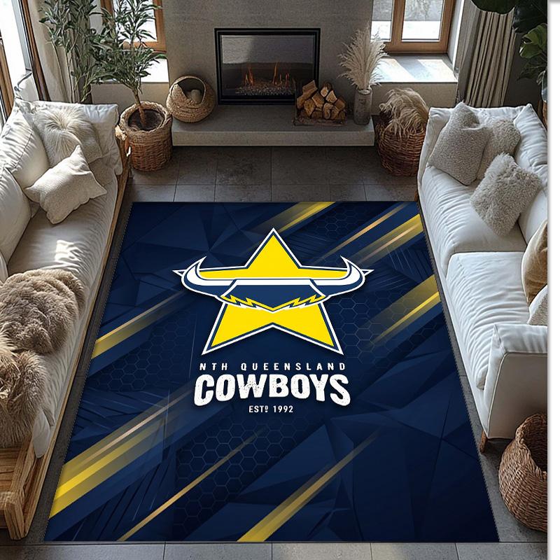 North Queensland Cowboys Crystal Velvet Carpet Soft Anti?Slip Floor Mat Comfortable Home Living Room Bedroom Decor Rug