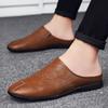 Summer Men'S Flat Bottomed Loafers Soft Soled Comfortable Slippers Lightweight Retro Brown Men'S Casual Shoes