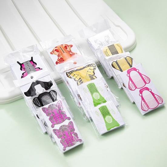 Yousheng 100Pcs Professional Long Nail Forms Acrylic Nail Paper Forms Easy To Use Thick Nail Extension Forms Manicure Tools