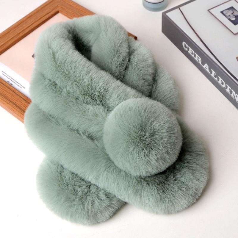 Rex Rabbit Fur Scarf Female Winter Korean Version of Wild Fur Rabbit Fur Collar Student Warm Cute Plush Scarf