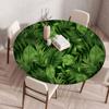 Waterproof Oil Proof Round Plastic Tablecloth With Elastic Edge Botanical Print Table Cover 60 To 140cm