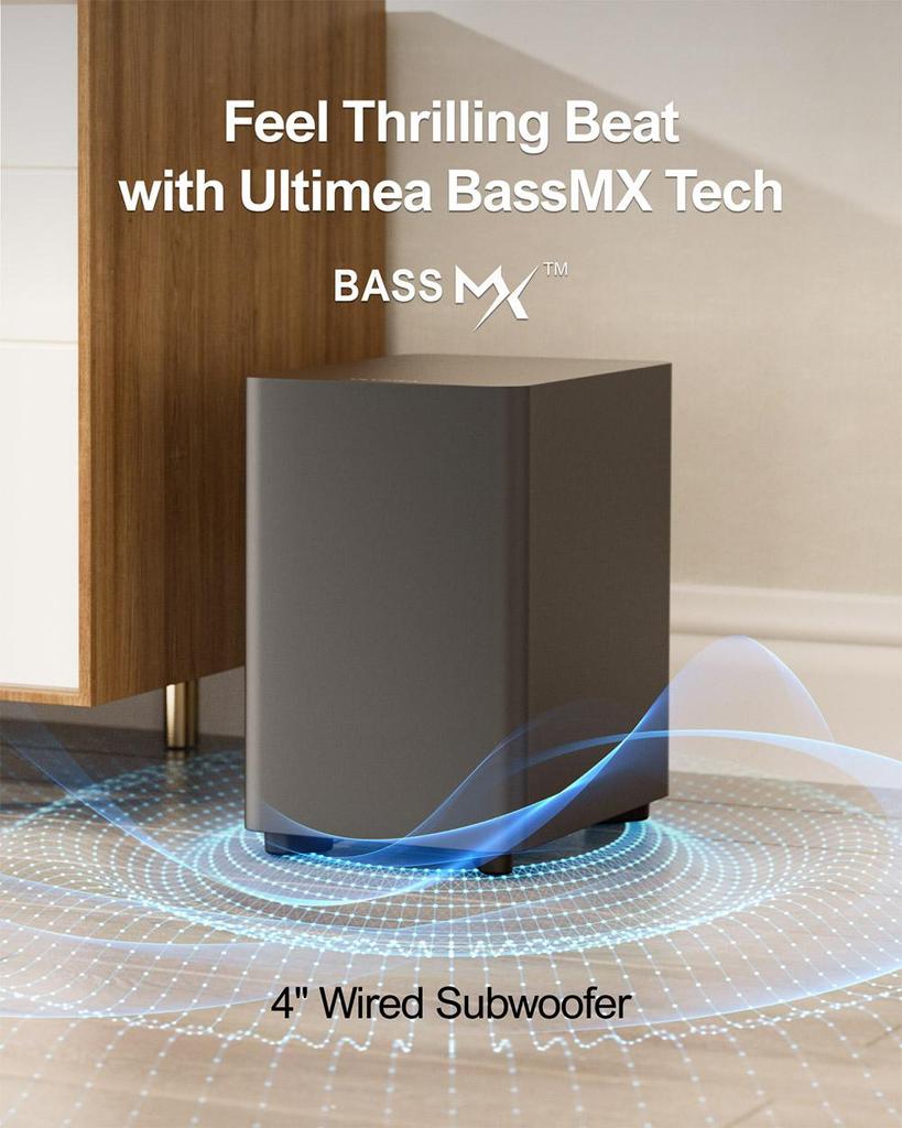 Ultimea  Aura  A40 Soundbar Subwoofer Speaker Kit, 7.1 Channel, App Control, 10 Bands Equalizer Settings