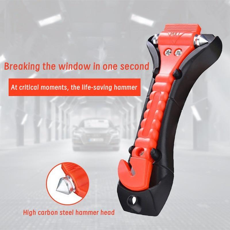 Car Emergency Escape Window Breaker with Reflective Tape and Seat Belt Cutting Hammer, Multifunctional Hammer, Red,Yellow, Pink