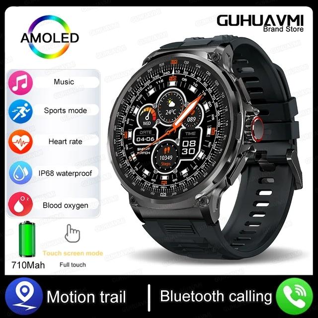 2026 Новые мужские умные часы с 1,85-дюймовым AMOLED-экраном, аккумулятор 710 мАч, пульсометр, Bluetooth-вызовы, NFC, GPS-трекер, более 400 циферблатов, спортивные часы для фитнеса