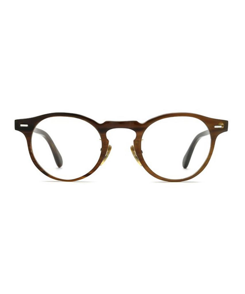Lingkeonpeuleim Buffalo Horn Round Acetate Eyeglass Frames Brown