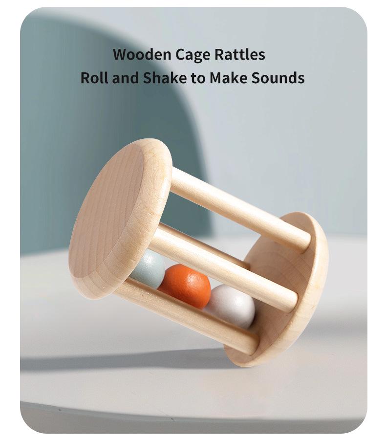 5-Piece Wooden Orff Rattle Set: Soothing Musical Instruments for Baby's Early Education