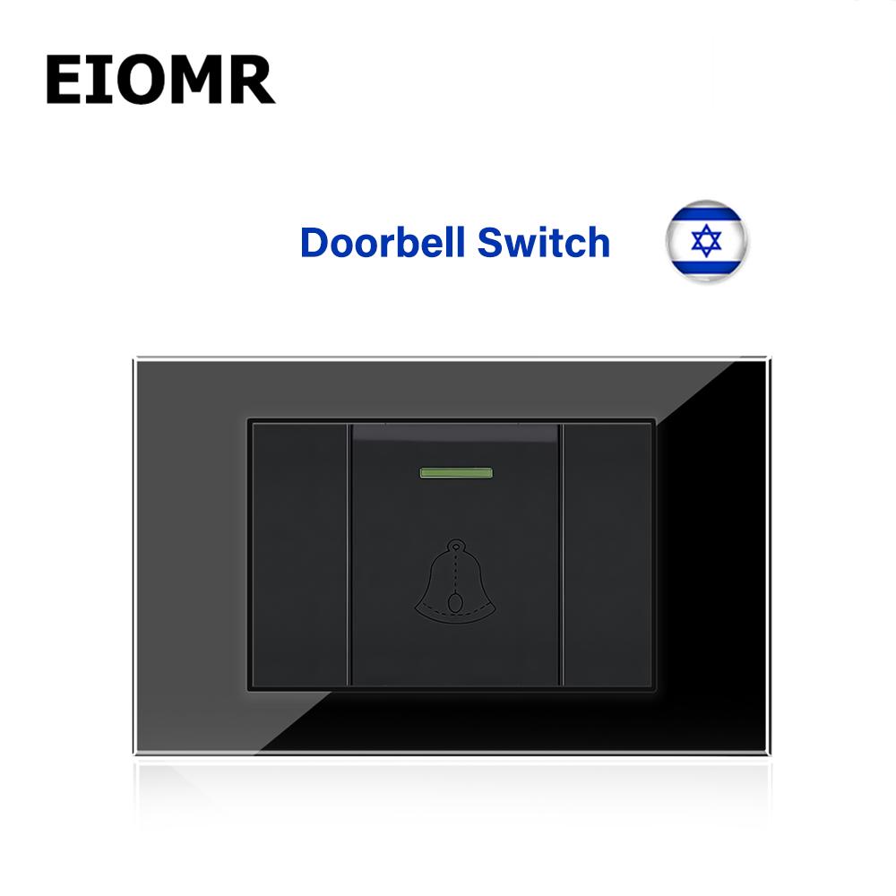 EIOMR Израиль Настенная розетка с быстрой зарядкой USB Type C, 118*75 мм, Черное закаленное стекло, Спутниковое ТВ, Телефон, Звонок, Механический настенный выключатель света