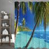 Ocean Coconut Tree Shower Curtain, Bathroom Decorative Shower Curtain, Waterproof Shower Curtain with Hooks