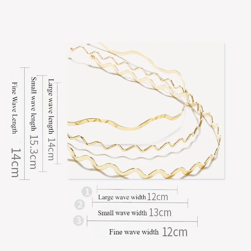 Новые модные женские золотые металлические волнистые ободки для волос, геометрические ободки, элегантный головной убор, подарок для повседневной вечеринки, аксессуары