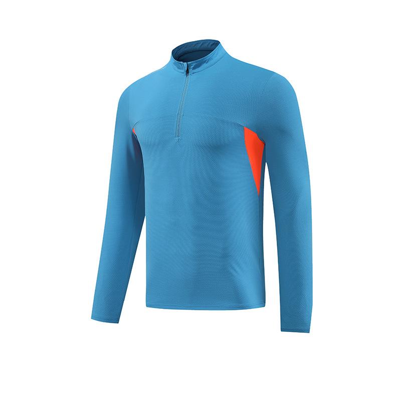Men's Long Sleeved Quick Drying Clothes Outdoor Fitness Training T Shirt High Elasticity Semi Zipper Sports T-shirt