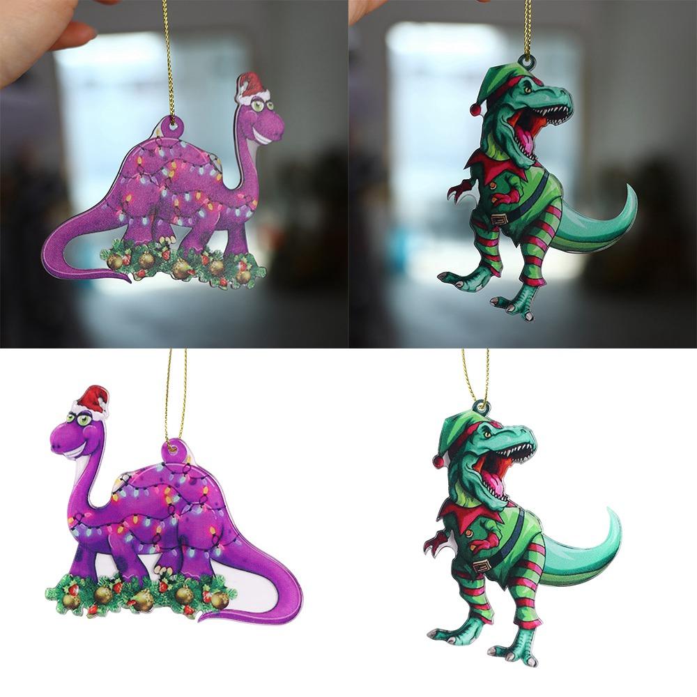 Acrylic Christmas Tree Dinosaur Pendant 2D Dinosaur Hanging Decoration  New Year