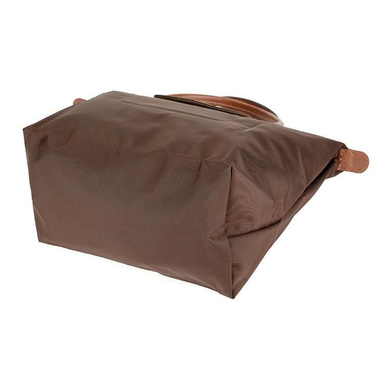 Longchamp Le Pliage Original Минималистичная сумка-тоут для ежедневных поездок с текстурированным нейлоновым холстом, кожей и логотипом, форма "пельмень", маленькая, женская, цвет Эбеновое дерево 1621089P81