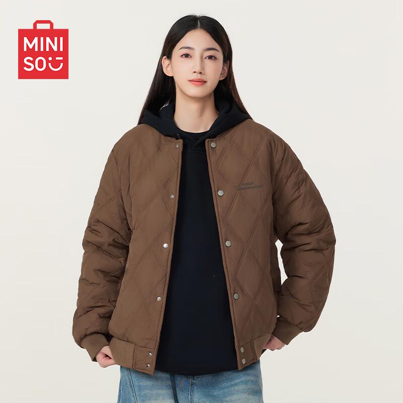 MINISO Men's Winter Plush Lined Baseball Jacket