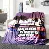 1 шт. Мягкое фланелевое одеяло Grand Theft Auto с дизайнерским принтом. Уютное одеяло для всех сезонов, идеально подходит для дивана, кровати, офиса