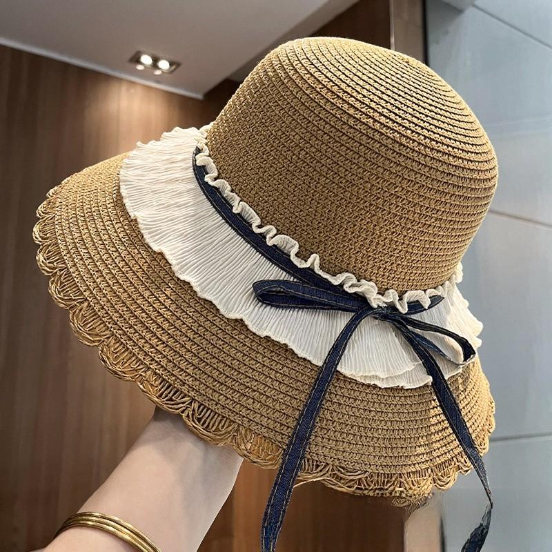 Butterfly Bow Sun Hat For Beach Vacation With Wide Brim And Breathable Material