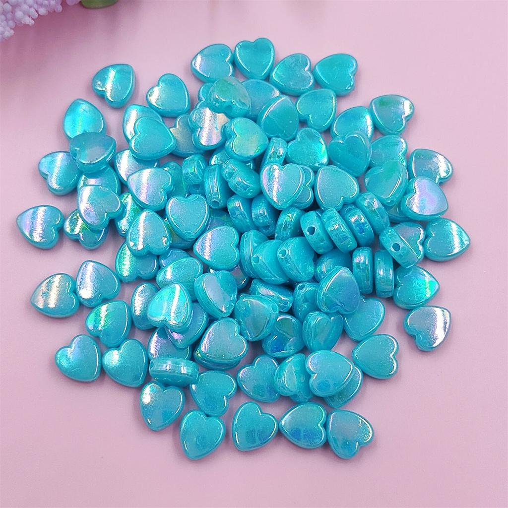 100Pcs DIY For Jewelry Making Heart Acrylic Beads AB Color Wholesale Pendant Necklace Bracelet