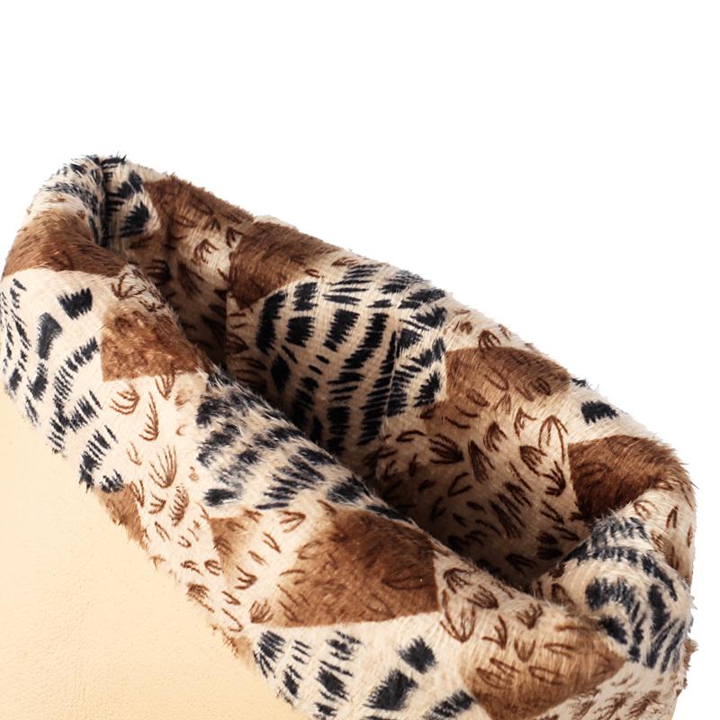 Autumn/Winter New Trade Round Toe Patchwork High Heels Knee High Boots Floral Fabric Keep Warm Women's Shoes Big Size 35-43