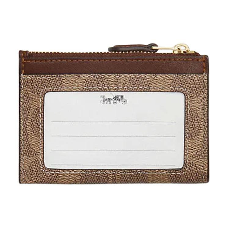 New COACH Skinny Id Case Artificial Leather Plastic Card Holder Mini Women's Brown Yellow & Brown CW870-IMXHE