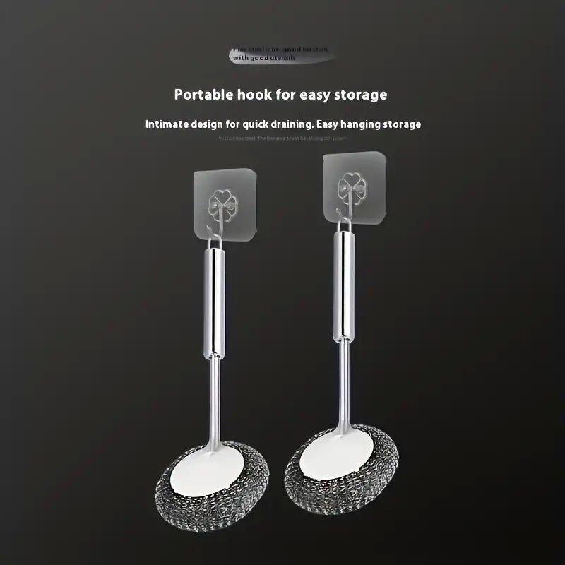New 1 PCS/2PCS Kitchen Specific Convenient Scrubbers Brush Steel Wire Ball Stainless Steel Practical Cast Iron Pan Random Color Cleaning Brush